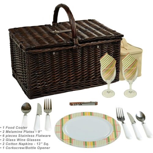  Picnic at Ascot Surrey Willow Picnic Basket with Service for 2 - Hamptons