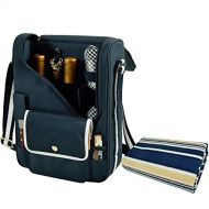 Picnic at Ascot Original Wine and Cheese Tote for 2 with Coordinating Picnic Blanket - Designed & Assembled in California