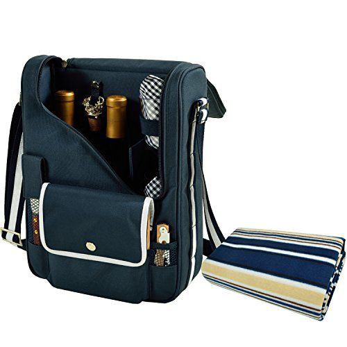  Picnic at Ascot Original Wine and Cheese Tote for 2 with Coordinating Picnic Blanket - Designed & Assembled in California