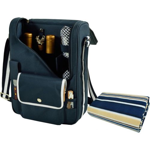  Picnic at Ascot Original Wine and Cheese Tote for 2 with Coordinating Picnic Blanket - Designed & Assembled in California