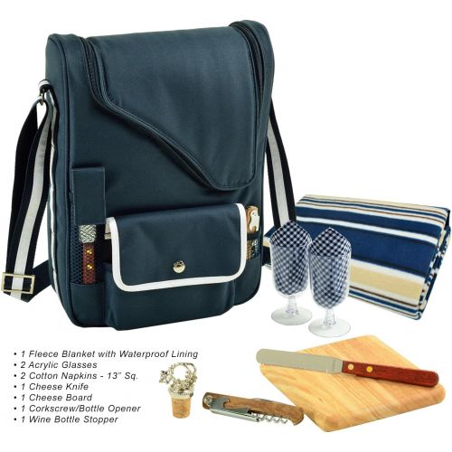  Picnic at Ascot Original Wine and Cheese Tote for 2 with Coordinating Picnic Blanket - Designed & Assembled in California