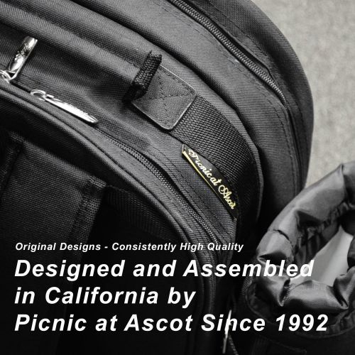  Picnic at Ascot Original Equipped Backpack for 4 with Blanket - Extra Bonus Cooler - Designed & Assembled in California - Trellis Blue