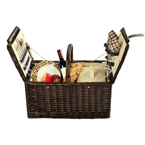  Picnic at Ascot Surrey Willow Picnic Basket with Service for 2 - London Plaid