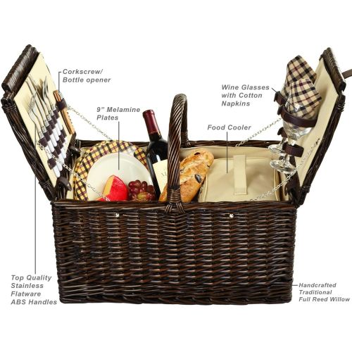  Picnic at Ascot Surrey Willow Picnic Basket with Service for 2 - London Plaid