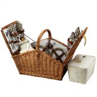 Picnic at Ascot Huntsman English-Style Willow Picnic Basket with Service for 4 - London Plaid