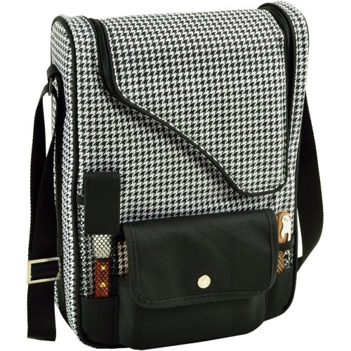  Picnic at Ascot - Wine Carrier Deluxe with Glass Wine Glasses and Accessories for Two, Houndstooth