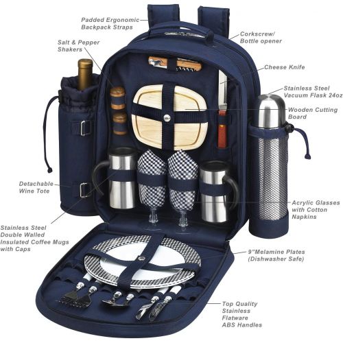  Picnic at Ascot Original Equipped 2 Person Picnic Backpack with Coffee Service, Cooler & Insulated Wine Holder - Designed & Assembled in the USA