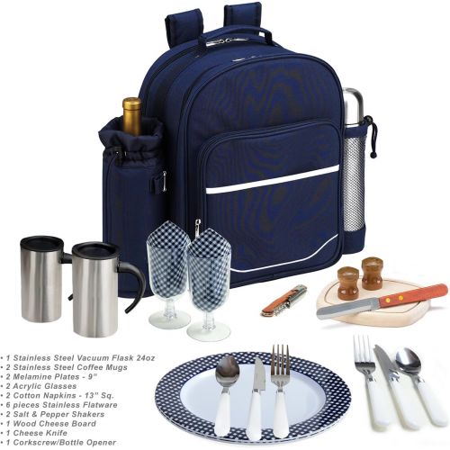  Picnic at Ascot Original Equipped 2 Person Picnic Backpack with Coffee Service, Cooler & Insulated Wine Holder - Designed & Assembled in the USA