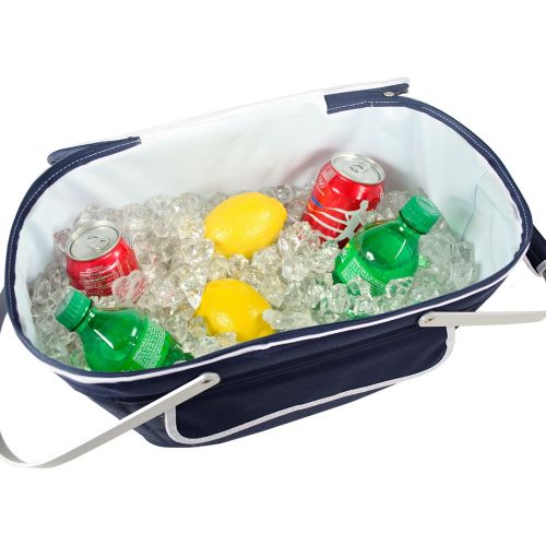  Picnic at Ascot Collapsible Insulated Picnic Basket Equipped with Service For 2 - Navy