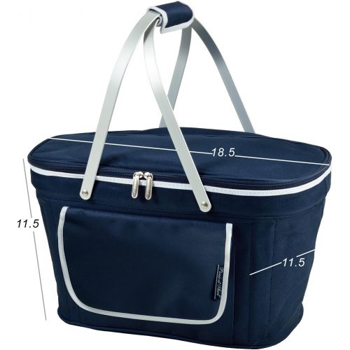  Picnic at Ascot Collapsible Insulated Picnic Basket Equipped with Service For 2 - Navy