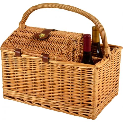  Picnic at Ascot Vineyard Willow Picnic Basket, Natural/Diamond Orange