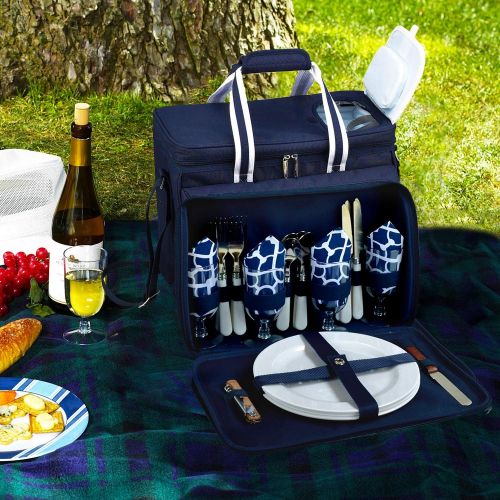  Picnic at Ascot Original Insulated picnic cooler with Service for 4 -Designed & Assembled in the USA