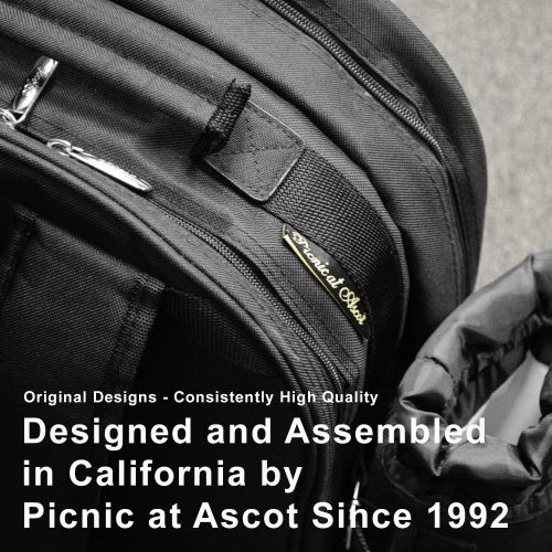  Picnic at Ascot Original Equipped Cooler on Wheels for 4 - Extra Wine Tote - Designed and Assembled in California - Navy