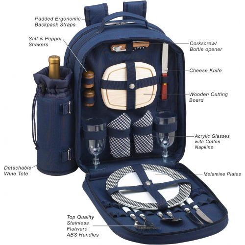  Picnic at Ascot Original Equipped 2 Person Picnic Backpack with Cooler & Insulated Wine Holder- Designed & Assembled in the USA