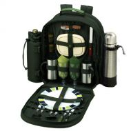 Picnic at Ascot - Deluxe Equipped 2 Person Picnic Backpack with Coffee Service, Cooler & Insulated Wine Holder - Forest Green