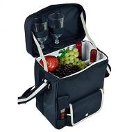Picnic at Ascot Wine and Cheese Picnic Basket/Cooler with hardwood cutting Board, Cheese Knife and Corkscrew - Navy