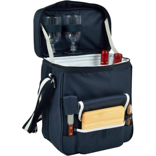  Picnic at Ascot Wine and Cheese Picnic Basket/Cooler with hardwood cutting Board, Cheese Knife and Corkscrew - Navy