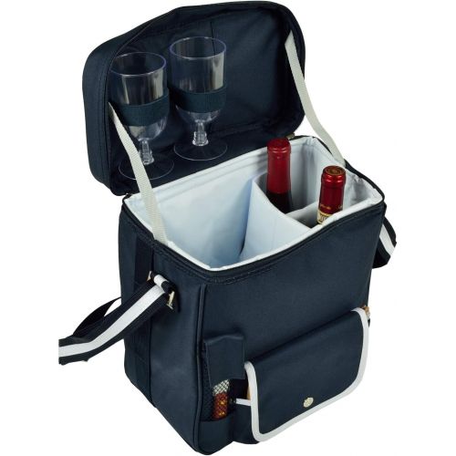  Picnic at Ascot Wine and Cheese Picnic Basket/Cooler with hardwood cutting Board, Cheese Knife and Corkscrew - Navy