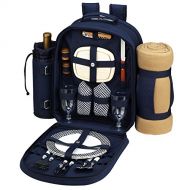 Picnic at Ascot Original Equipped 2 Person Picnic Backpack with Cooler, Insulated Wine Holder & Blanket - Designed & Assembled in the USA