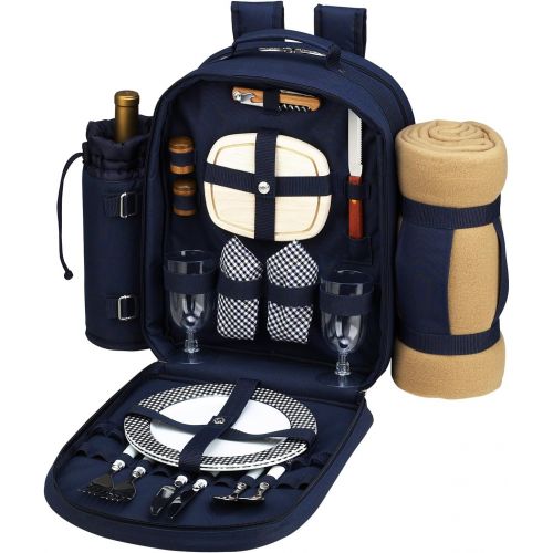 Picnic at Ascot Original Equipped 2 Person Picnic Backpack with Cooler, Insulated Wine Holder & Blanket - Designed & Assembled in the USA
