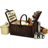 Picnic at Ascot Buckingham Willow Picnic Basket with Service for 4 with Blanket and Coffee Service- Designed, Assembled & Quality Approved in the USA