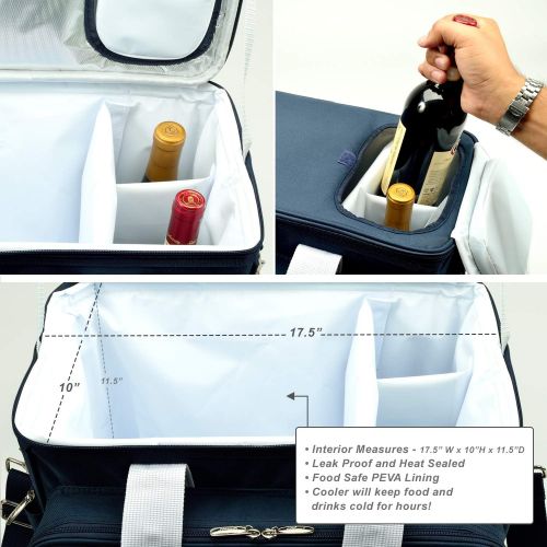  Picnic at Ascot- Original Insulated Picnic Cooler on Wheels with Service for 4- Designed & Assembled in the USA