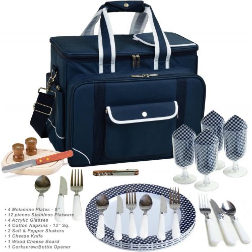  Picnic at Ascot- Original Insulated Picnic Cooler with Service for 4 - Designed & Assembled in the USA