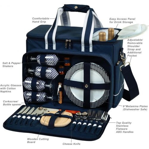  Picnic at Ascot- Original Insulated Picnic Cooler with Service for 4 - Designed & Assembled in the USA