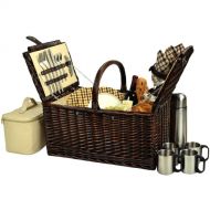 Picnic at Ascot Buckingham Willow Picnic Basket with Service for 4 and Coffee Service - Blue Stripe