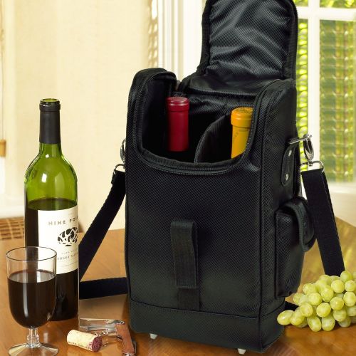  Picnic at Ascot Stylish Insulated 2 Bottle Wine Tote Bag with Corkscrew- Designed & Assembled in the USA