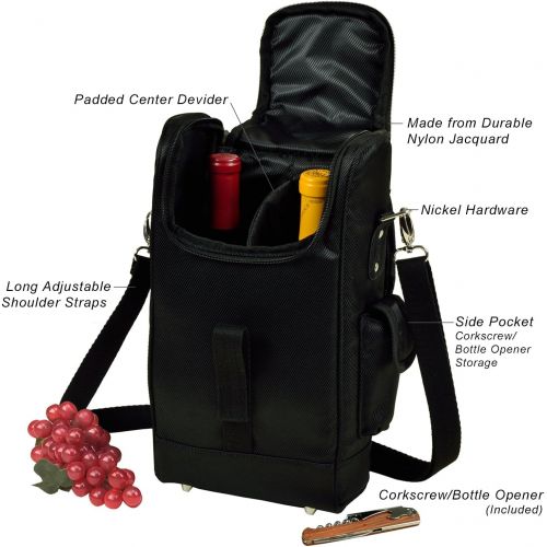  Picnic at Ascot Stylish Insulated 2 Bottle Wine Tote Bag with Corkscrew- Designed & Assembled in the USA