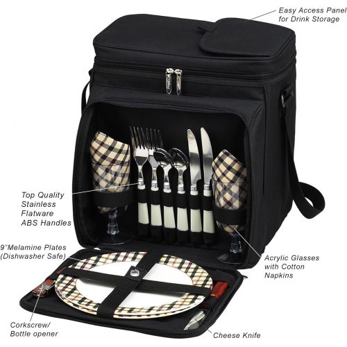  Picnic at Ascot Original Insulated Picnic Basket/Cooler Equipped with Service for 2- Designed, Assembled & Quality Approved in the USA