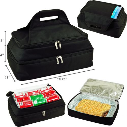  Picnic at Ascot Original Insulated Double Layer Thermal Food and Casserole Carrier- keeps Food Hot or Cold- Designed & Quality Approved in the USA