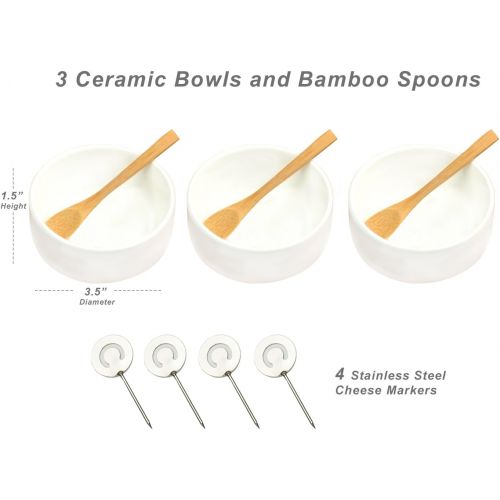  [아마존베스트]Picnic at Ascot Bamboo Cheese Board/Charcuterie Platter - Includes 3 Ceramic Bowls with Bamboo Spoons & Cheese Markers -13x 13- Designed and Quality Checked in the USA
