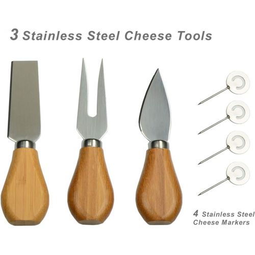  [아마존베스트]Custom Personalized Engraved Bamboo Cheese/Charcuterie Cutting Board with Knives & Cheese Markers - Stores as a Compact Wedge - Opens to 18 Diameter - Designed By Picnic at Ascot U
