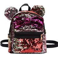 Picter Sequin Backpack Cute Backpack Shoulder School Fashion Backpack Ears Bowknot Bag for Girls Women