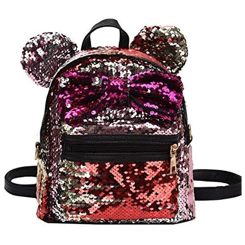 Picter Sequin Backpack Cute Backpack Shoulder School Fashion Backpack Ears Bowknot Bag for Girls Women