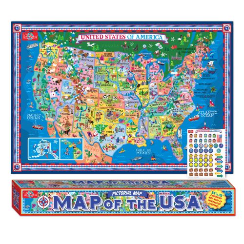  Pictorial Map Of The USA Laminated Poster wStickers