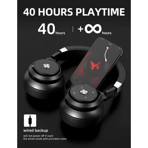  [아마존 핫딜] [아마존핫딜]Picun Dual Driver 40 Hours Wireless Headphones Over Ear, EQ Deep Bass HiFi Stereo Bluetooth Headphones with HD Mic, Battery Indicator, Soft Protein Earpads for Gym Travel Work Cell