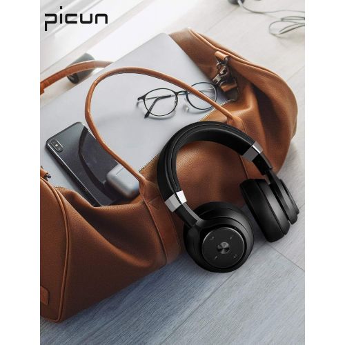  [아마존 핫딜] [아마존핫딜]Picun Dual Driver 40 Hours Wireless Headphones Over Ear, EQ Deep Bass HiFi Stereo Bluetooth Headphones with HD Mic, Battery Indicator, Soft Protein Earpads for Gym Travel Work Cell