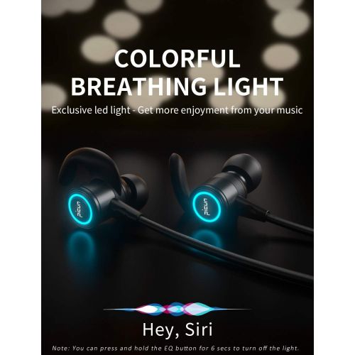  [아마존 핫딜] Picun Wireless Headphones 35 Hours Playtime Neckband Bluetooth Headphones LED Light, HiFi Stereo IPX7 Waterproof Sport Earbuds w/Mic, EQ Bass, Siri, Bluetooth 5.0 Magnetic Running