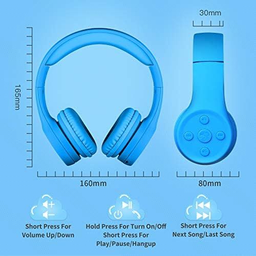  [아마존베스트]Picun Kids Bluetooth Headphones Safe Volume Limited 85dB 15 Hours Play Time Foldable Stereo Sound Headsets with Mic Wireless Headphones for Boys Children Computer Cell Phones Table