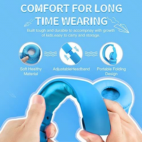  [아마존베스트]Picun Kids Bluetooth Headphones Safe Volume Limited 85dB 15 Hours Play Time Foldable Stereo Sound Headsets with Mic Wireless Headphones for Boys Children Computer Cell Phones Table