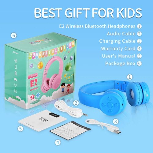  [아마존베스트]Picun Kids Bluetooth Headphones Safe Volume Limited 85dB 15 Hours Play Time Foldable Stereo Sound Headsets with Mic Wireless Headphones for Boys Children Computer Cell Phones Table