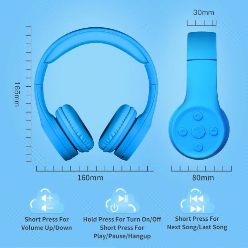  [아마존베스트]Picun Kids Bluetooth Headphones Safe Volume Limited 85dB 15 Hours Play Time Foldable Stereo Sound Headsets with Mic Wireless Headphones for Boys Children Computer Cell Phones Table