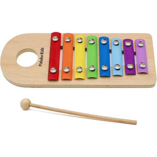  [아마존베스트]Pidoko Kids Pound & Tap Bench with Slide Out Xylophone - Toddlers Musical Pounding and Hammer - Wooden Educational Pound a Ball Toy