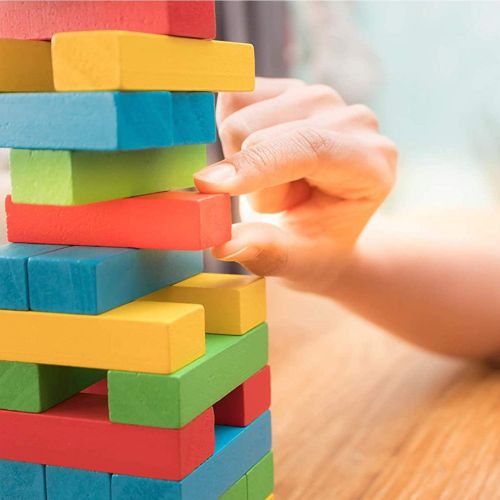  [아마존베스트]Pidoko Kids Wooden Stacking Building Blocks for Kids - Tumbling Blocks Board Games (49 Pieces)