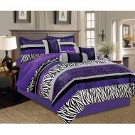 5 Piece Oversize Light PURPLE Black White Zebra Leopard Micro Fur Comforter set Twin Size Bedding - Teen, Girl, youth, Tween, Childrens Room, Master Bedroom, Guest Room