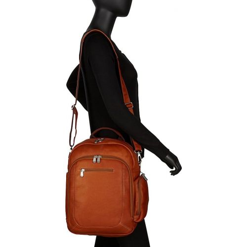  Piel Leather Laptop BackpackShoulder Bag, Black