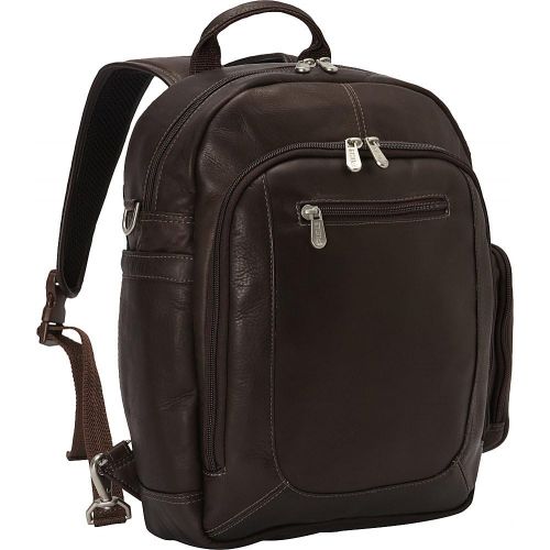  Piel Leather Laptop BackpackShoulder Bag, Black